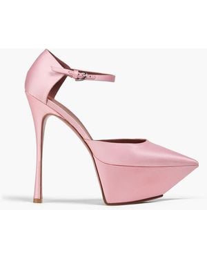 AMINA MUADDI Angelica Satin Platform Pumps - Pink