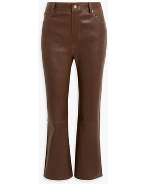 FRAME The Reboot Crop Leather Bootcut Pants - Brown