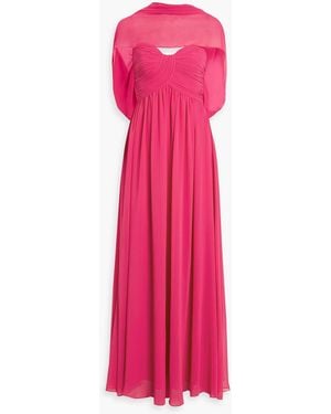 Badgley Mischka Draped Chiffon Gown - Pink