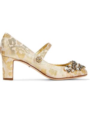 Dolce & Gabbana Embellished Brocade Mary Jane Court Shoes - Metallic