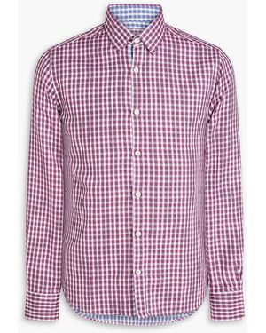 Canali Gingham Cotton-Jacquard Shirt - Purple