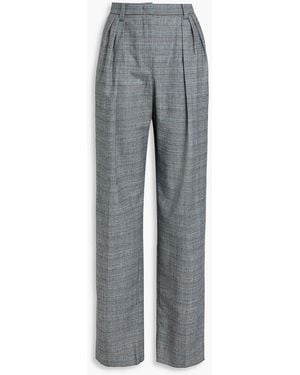 Emporio Armani Prince Of Wales Checked Wool-blend Tapered Trousers - Grey