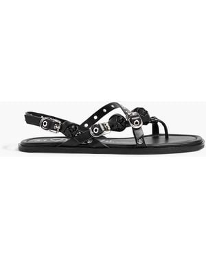 3.1 Phillip Lim Knotted Leather Slingback Sandals - Black