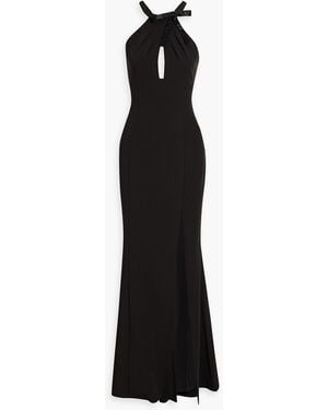 Marchesa Robe aus stretch-crêpe mit schleife und cut-outs - Schwarz