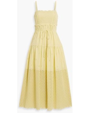 Ulla Johnson Isadore Broderie Anglaise Cotton Midi Dress - Yellow