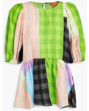 Stine Goya Liw Checked Jacquard Peplum Top - Green