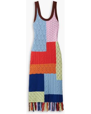 Dodo Bar Or Mark Fringed Crocheted Cotton Midi Dress - Red
