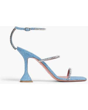 AMINA MUADDI Gilda Crystal-embellished Denim Sandals - Blue