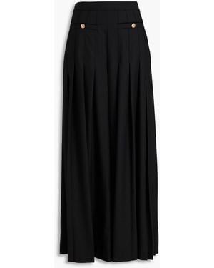 Claudie Pierlot Pleated Twill Wide-Leg Trousers - Black