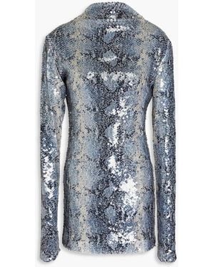 16Arlington Luna Sequined Snake-print Mesh Mini Dress - Blue