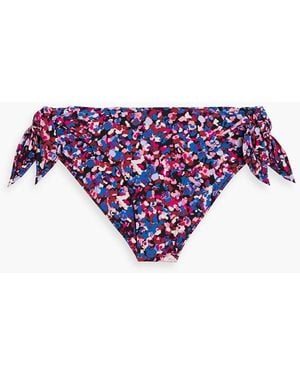 Isabel Marant Sukie Knotted Printed Low-Rise Bikini Briefs - Purple
