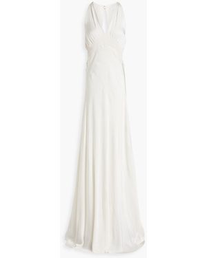 Ghost Lilly Cutout Shirred Satin Bridal Gown - White