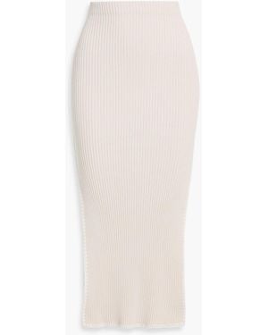 NAADAM Ribbed Cashmere And Cotton-Blend Midi Skirt - White