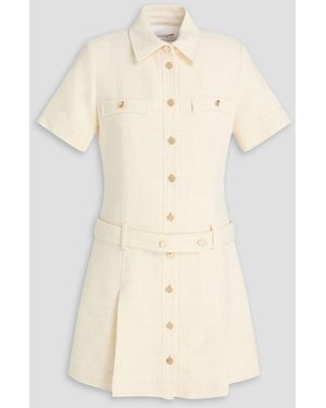 Sandro Belted Tweed Mini Shirt Dress - Natural