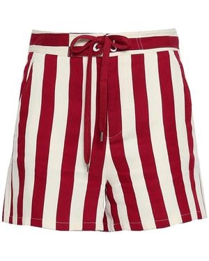 RED Valentino Striped Cotton And Silk-blend Twill Shorts - Red