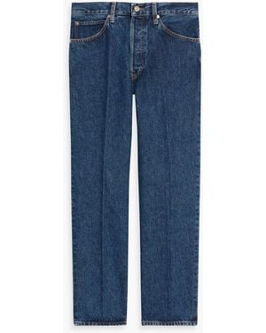 FRAME The Vertical Cropped High-Rise Straight-Leg Jeans - Blue