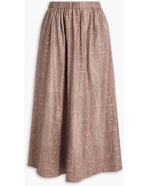 forte_forte Snake-effect Midi Skirt - Brown