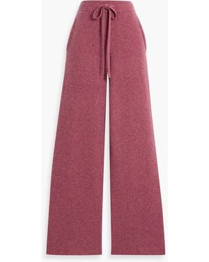 The Elder Statesman Ribbed Cashmere Track Pants - Red