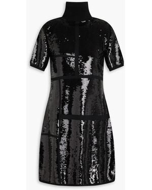 JOSEPH Sequined Wool-Blend Turtleneck Mini Dress - Black