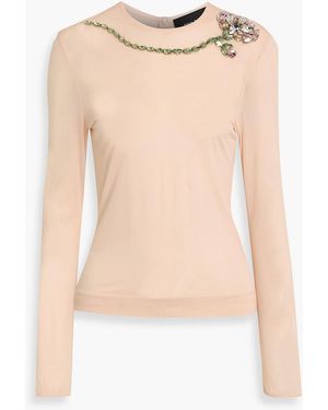Simone Rocha Crystal-Embellished Jersey Top - Natural
