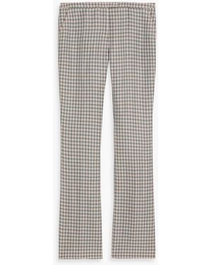 Acne Studios Gingham Linen-Blend Jacquard Flared Pants - Gray