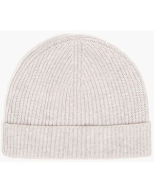 N.Peal Cashmere Ribbed Cashmere Beanie - White