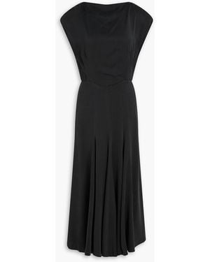 TOVE Merloe Draped Washed Silk Crepe De Chine Midi Dress - Black