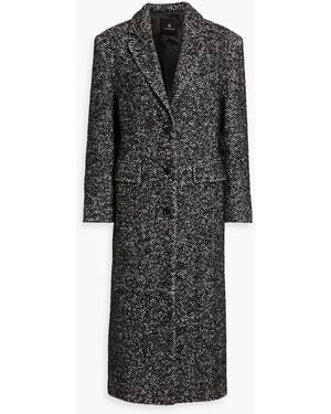 Anine Bing Quinn Herringbone Wool-Blend Tweed Coat - Black