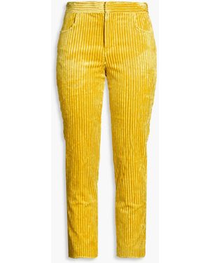 Isabel Marant Dolann Cropped Corduroy Straight-leg Trousers - Yellow