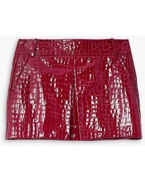 Tom Ford Croc-Effect Patent-Leather Mini Skirt - Red