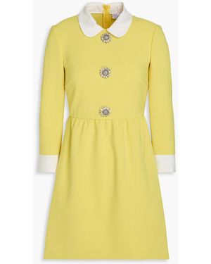 RED Valentino Embellished Stretch-crepe Mini Dress - Yellow