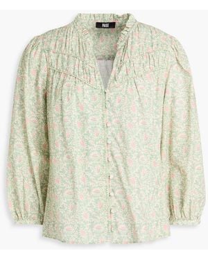 PAIGE Arlette Ruffled Printed Cotton-Blend Blouse - White