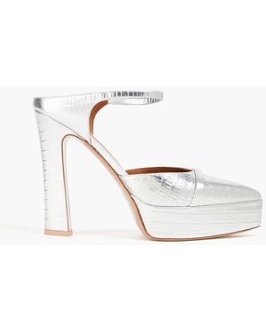 Malone Souliers Uma 125 Croc-effect Platform Mules - White