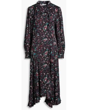 Isabel Marant Bianca Ruffled Printed Jacquard Midi Dress - Black