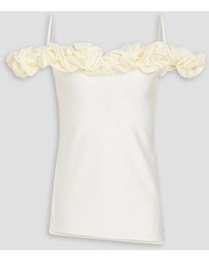 Coperni Cold-Shoulder Ruffled Stretch-Jersey Top - White