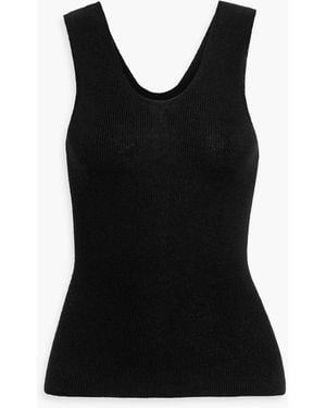 The Elder Statesman Delicash Ribbed Cashmere And Silk-Blend Tank - Black