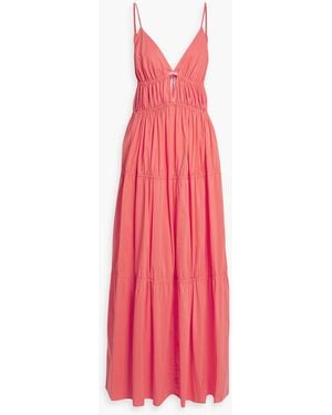 Jonathan Simkhai April gestuftes maxikleid aus baumwollpopeline mit cut-outs - Pink