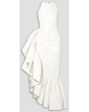 Rosie Assoulin Whoopsy Daisy Asymmetric Ruffled Silk-charmeuse Gown - White