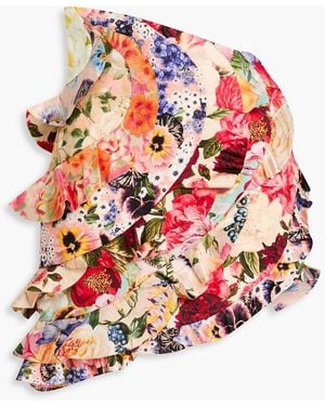 Zimmermann Asymmetric Floral-print Linen And Silk-blend Mini Skirt - Red