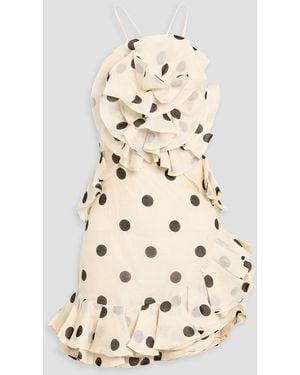 Zimmermann Crush Polka Dot Ruffle Minidress - Natural