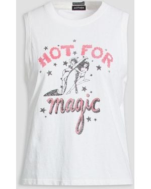 Mother The Strong And Silent Type Printed Cotton-Jersey Tank - White