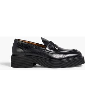 Marni Piercing Glossed-Leather Penny Loafers - Black