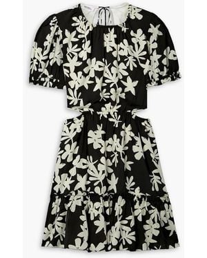 lemlem Sea Open-back Floral-print Ecovero Voile Mini Dress - Black