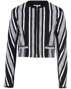 Carven Striped Cotton-Blend Tweed Jacket - Black