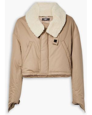 Amiri Cropped Teddy Fleece-trimmed Padded Cotton Jacket - Natural