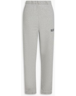 Ganni Embroidered Cotton-Blend Fleece Track Trousers - Grey