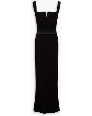 Galvan London Atalanta Bead-embellished Knitted Maxi Dress - Black