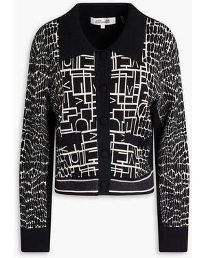 Diane von Furstenberg Riva Jacquard-Knit Cardigan - Black