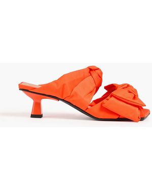 Ganni Bow-detailed Shell Mules - Orange