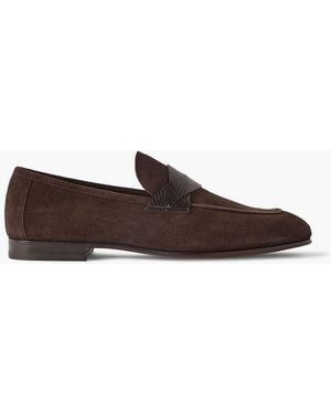 Tom Ford Sean Textured Leather-Trimmed Suede Loafers - Brown